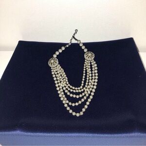 1950 Antique Multi Strand Milk Glass Choker Necklace
